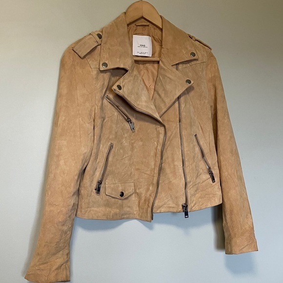 Mango MNG Tan Suede Women's Leather Jacket - Picture 2 of 6